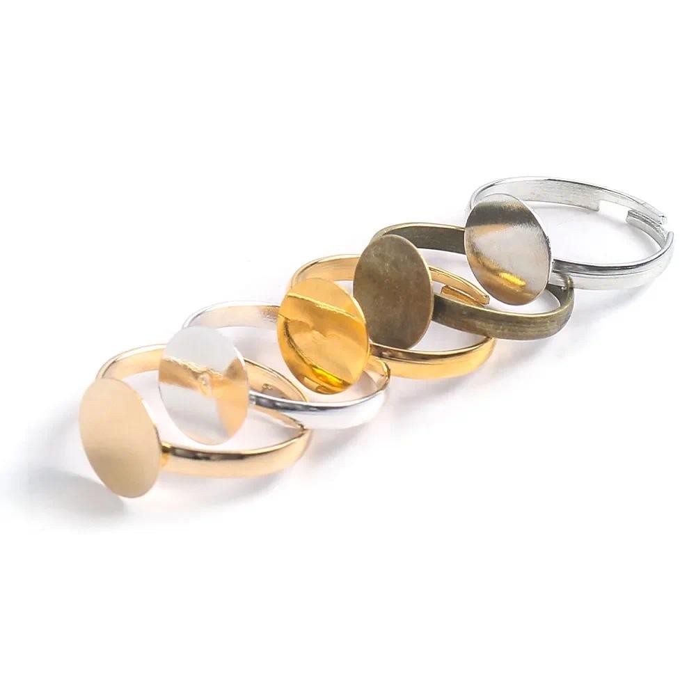 20 ชิ้น 10 มิลลิเมตรโลหะปรับแหวนเปล่าฐาน Cabochons Cameo การตั้งค่าถาดสําหรับ DIY แหวนเครื่องประดับทําผลการค้นหาอุปกรณ์เสริม