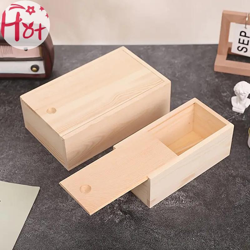 Ge กล่องไม้สนดึงกล่องเครื่องประดับออแกไนเซอร์เลื่อนปกกล่องไม้กรณีการจัดเก็บบ้านการจัดเก็บไม้รักษากล่องตาราง