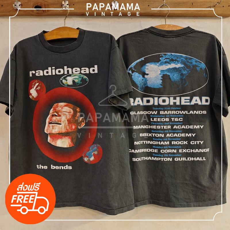 [ RADIOHEAD ] the bends England tour Bio Washed เสื้อวินเทจ เสื้อทัวร์ วงร๊อค papamama vintage shirt