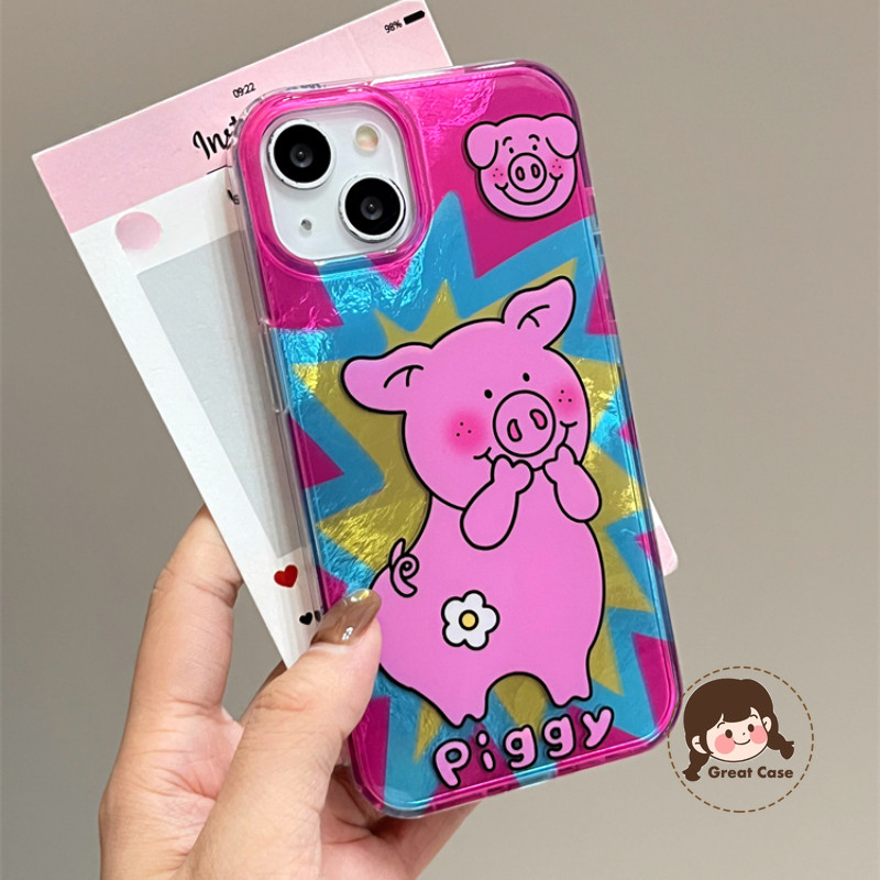 การ์ตูนหมูสีชมพูเงาสําหรับredmi K70 A4 K60 K50 K40 Pro K70E K60E K40S Pro Ultra A3 A3X A2 A1 Plusหมา