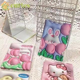 Curtes กระจกแต่งหน้า พับได้ ลายการ์ตูนกระต่ายน่ารัก แบบพกพา ของขวัญสําหรับเธอ