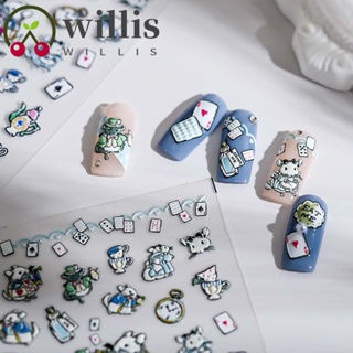 Willis สติกเกอร์ติดเล็บ ลายการ์ตูนอนิเมะ ลูฟี่ หมู สัตว์ อุปกรณ์ทําเล็บ สติกเกอร์ติดเล็บ วันพีช