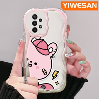 เคสโทรศัพท์มือถือแบบนิ่ม ใส กันกระแทก ลายการ์ตูนหมีสีชมพู สีมาการอง สําหรับ Samsung galaxy A22 4G A22 5G M22 A21s A23 A24