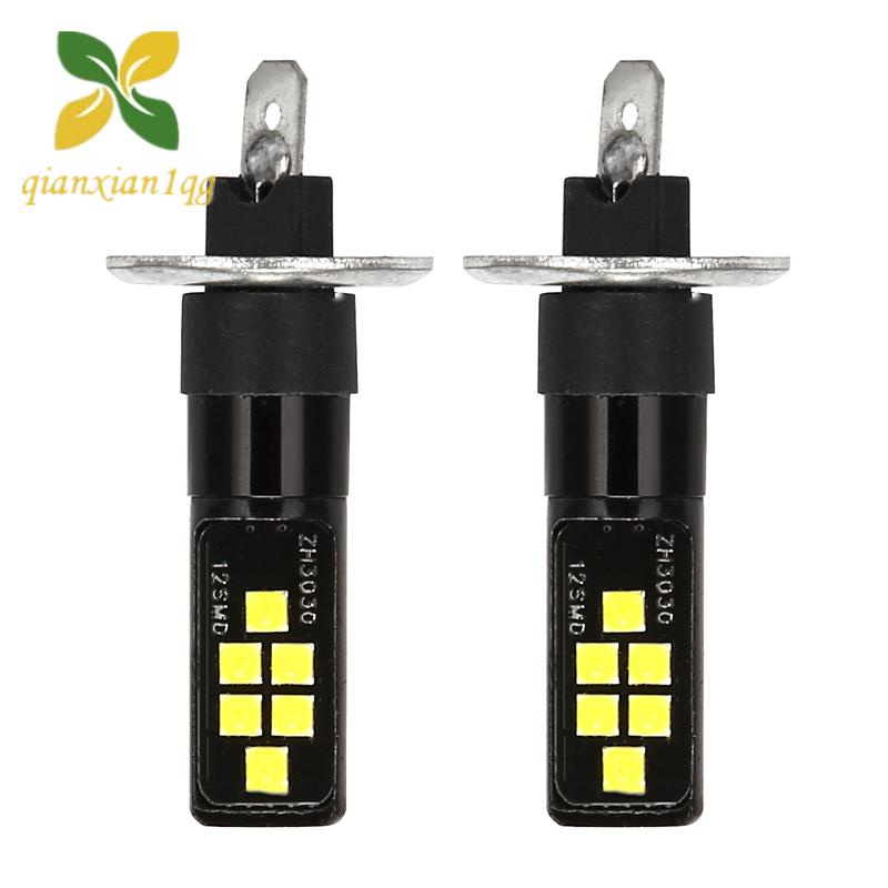 2 ชิ้น H1 รถ LED 12 V-24 V 12Smd หลอดไฟ 3030 ชิปเซ็ต, W5W Bulb194 หลอดไฟ LED สําหรับไฟตัดหมอกสีขาว