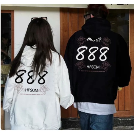เสื้อกันหนาวแขนยาว มีฮู้ด ผ้ากํามะหยี่ พิมพ์ลายตัวอักษร ตัวเลข 888 สไตล์เกาหลี เรียบง่าย สง่างาม สําหรับผู้หญิง และผู้ชาย 2023 ไซซ์ 3XL