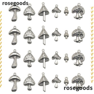 Rosegoods1 จี้รูปเห็ดอัลลอย 6 แบบ สําหรับทําเครื่องประดับ สร้อยข้อมือ DIY 60 ชิ้น