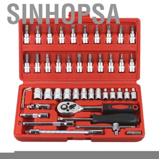 Sinhopsa 46pcs Mechanic Hand Tool Kit with Case 24T Wrench Multifunction Ratchet Socket Set for Auto