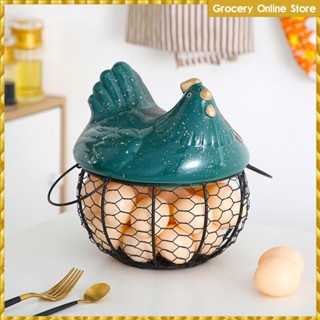 [Wishshopelxl] ตะกร้าเก็บไข่ไก่ พร้อมฝาปิดเซรามิค สําหรับตกแต่งฟาร์มเฮาส์