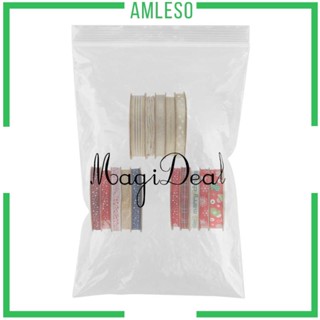 [Amleso] ริบบิ้นตาข่ายกลิตเตอร์ คละแบบ สําหรับห่อของขวัญคริสต์มาส 5 ม้วน