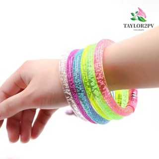 Taylor2pv สร้อยข้อมือเรืองแสงในที่มืด Led 4 สี 4 ชิ้น