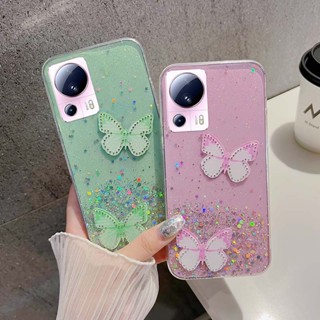 เคสโทรศัพท์มือถือ ซิลิโคนนิ่ม ปิดด้านหลัง ลายผีเสื้อ ท้องฟ้ากลางคืน หรูหรา แฟชั่น สําหรับ Xiaomi 13 Lite 5G