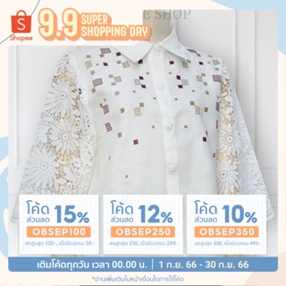 เสื้อลินิน MIN1154 ยี่ห้อ Almini เสื้อลูกไม้ไทย เสื้อผู้ใหญ่ เสื้อผู้สูงอายุ เสื้อคนแก่ เสื้อคุณแม่ วันแม่