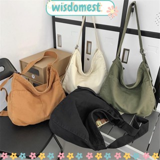 WISDOMEST Canva Hobo กระเป๋าสะพายข้าง ความจุขนาดใหญ่ สไตล์เรโทร