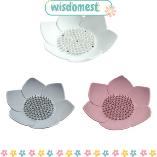 Wisdomest ที่วางสบู่ซิลิโคน รูปดอกไม้ สีเทา ระบายน้ํา แห้งง่าย สีชมพู ขาว สําหรับห้องน้ํา เคาน์เตอร์ 3 แพ็ค