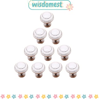 Wisdomest ลูกบิดตู้เสื้อผ้าเซรามิค สีเงิน สีขาว DIY สําหรับลิ้นชัก ห้องนอน ตู้เสื้อผ้า 10 ชิ้น