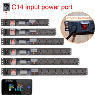 Pdu ปลั๊กไฟ โวลต์มิเตอร์ แอมมิเตอร์ พอร์ตอินพุต C14 2-14