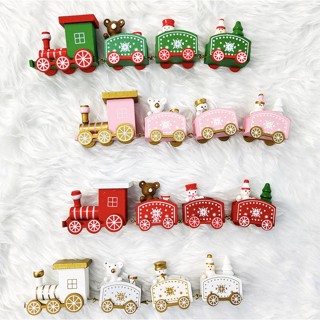 [พร้อมส่ง] รถไฟไม้ รูปซานตาคลอส เกล็ดหิมะ สําหรับตกแต่งปาร์ตี้คริสต์มาส DIY