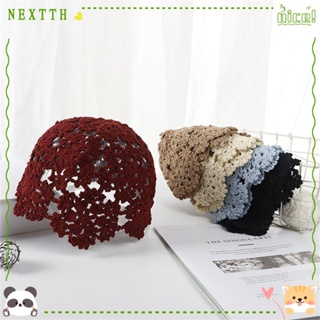 Nextth หมวกบีนนี่ ผ้าถัก ลายดอกไม้ สีพื้น สําหรับผู้หญิง