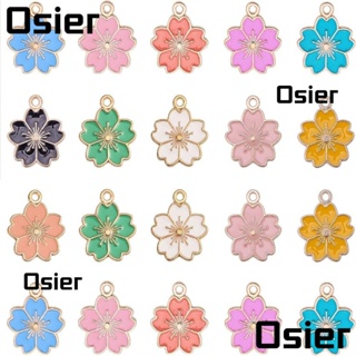 Osier1 จี้รูปดอกไม้ โลหะผสมทองเหลือง สีชมพู สีแดง สีฟ้า สีดํา สีขาว สําหรับทําเครื่องประดับ