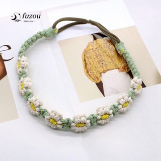 Fuzou|ยางรัดผม ผ้าโพกหัว แบบยืดหยุ่น ลายดอกเดซี่ ขนาดเล็ก สไตล์วินเทจ เครื่องประดับผม สําหรับเด็กผู้หญิง