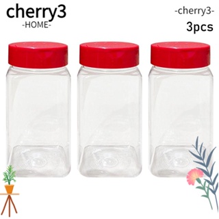 Cherry3 ขวดเครื่องปรุงพลาสติก ลายผีเสื้อ สีแดง พร้อมฝาปิด ของใช้ในครัวเรือน 3 ชิ้น