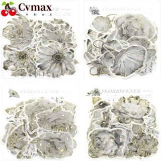 Cvmax สติกเกอร์ฟอยล์ PET ลายดอกไม้ สีดํา สติกเกอร์ตกแต่ง สติกเกอร์ฟอยล์ สีขาว ทอง DIY