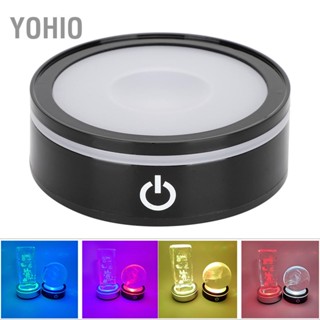 Yohio LED ฐานคริสตัลทรงกลมสีดำ Touch Multi Mode แสงสีขาวสีสันสดใส 3D ฐานเลเซอร์แกะสลักด้านใน