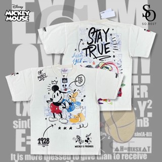 SO.BEST เสื้อยืด Disney Mickey Mouse &amp; Donald Duck  RareSpecial Cotton สกรีนหน้า-หลัง  / ผ้าสีขาวเฟด ลิขสิทธิ์แท้ดิสนีย์