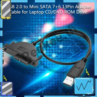 สายเคเบิลอะแดปเตอร์ USB 2.0 เป็น Mini SATA 7+6 13Pin สําหรับแล็ปท็อป CD DVD ROM Drive [Redkee.th]