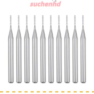 Suchenhd ดอกกัดเอ็นมิล เหล็กคาร์ไบด์ 1/8 นิ้ว 0.8 มม. สีเงิน 10 ชิ้น