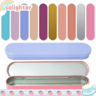 Solighter กล่องดีบุก ทรงสี่เหลี่ยมผืนผ้า ขนาดเล็ก สําหรับใส่เครื่องเขียน ลูกอม เครื่องประดับ