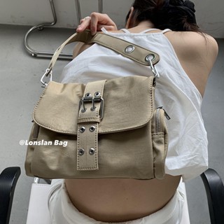 Lonslan BAG 23SUMER ใหม่ กระเป๋าสะพายไหล่ สายกว้าง ออกแบบเฉพาะ สําหรับผู้หญิง