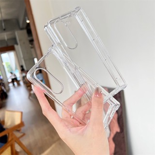 3 in 1 เคสโทรศัพท์มือถือ PC แบบใส ป้องกันเต็มเครื่อง สําหรับ Samsung Z Fold 5 Z Fold 4 Z Flip 3 5G