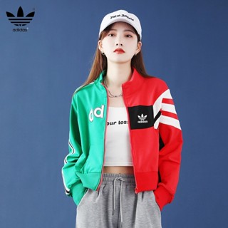 Adidas ของแท้ 100% เสื้อแจ็กเก็ตแขนยาวลําลอง ปักลาย เซ็กซี่ แฟชั่นสําหรับผู้หญิง