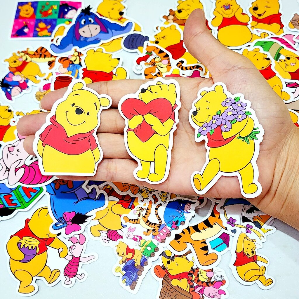 สติ๊กเกอร์ Pooh หมีพูห์ ตัวใหญ่ ติดแน่น กันน้ำ ติดกระเป๋าเดินทาง (50 ชิ้น) sticker