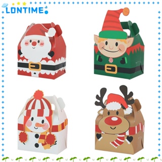 Lontime กล่องของขวัญคริสต์มาส กล่องคุกกี้ ทรงสี่เหลี่ยม ลายซานตาคลอส 24 ชิ้น