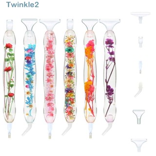 Twinkle ปากกาปักครอสสติตช์คริสตัลเรซิ่น รูปดอกไม้ ประดับกลิตเตอร์ DIY