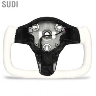 Sudi Heated Steering Wheel White Nappa Cool Design Cars Yoke Perfect Fit for Model 3 2017-2021