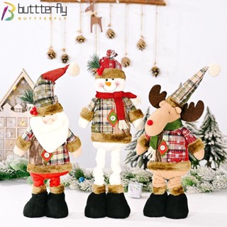 Buttterfly ตุ๊กตาหิมะ ซานต้า สโนว์แมน ลายสก๊อต พับเก็บได้ สําหรับตกแต่งบ้าน คริสต์มาส