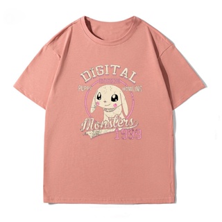 เสื้อยืด Digimon Adventure เสื้อยืดแขนสั้นผ้าฝ้ายลาย Puppy Beas ใหม่พิมพ์ลายผู้หญิงน่ารัก แขนสั้น