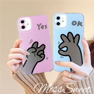 เคสโทรศัพท์มือถือ แบบนิ่ม พิมพ์ลาย OK&amp;YES สําหรับ iPhone 14 13 12 11 Pro Max X XR Xs Max 8 7 6 6s Plus SE 2020
