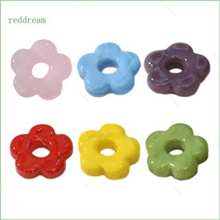 Redd ลูกปัดดอกไม้ห้ากลีบ สีแดง สําหรับทําเครื่องประดับ สร้อยคอ สร้อยข้อมือ DIY