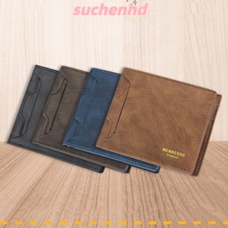 Suchenhd กระเป๋าสตางค์หนัง ใบสั้น ใส่เหรียญได้หลายช่อง มีซิป ความจุขนาดใหญ่ อเนกประสงค์ สําหรับผู้ชาย