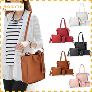 Moilyth 4 ชิ้น / เซต กระเป๋าสะพาย แฟชั่น หนัง ความจุสูง กระเป๋าสะพายข้าง