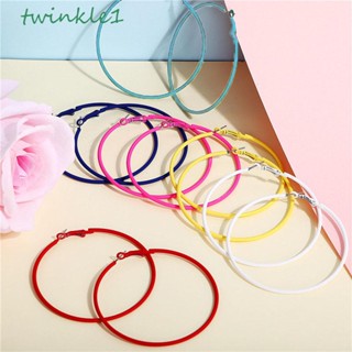 Twinkle1 ต่างหูห่วง ทรงกลม ขนาดใหญ่ เส้นผ่าศูนย์กลาง 6 ซม. สีฟ้า สีเหลือง สีเขียว คลาสสิก เครื่องประดับ สําหรับผู้หญิง งานแต่งงาน