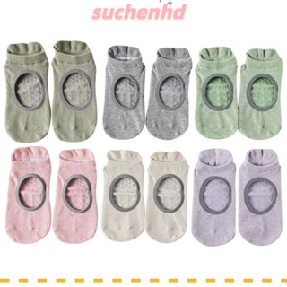 Suchenhd ถุงเท้ายืดหยุ่น, ถุงเท้ากีฬา ผ้าฝ้าย โพลีเอสเตอร์ ยืดหยุ่น ระบายอากาศ ตารางชีพจร สีพื้น สําหรับผู้หญิง