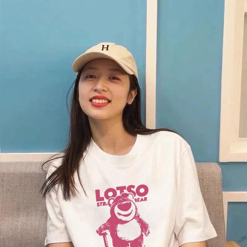 Cynthai 💖 💖เสื้อยืด  คอกลม แขนสั้น ผ้านิ่ม ลายหมีLOTSO เสื้อยืดแฟชั่น สไตล์เกาหลี 💖 #9601