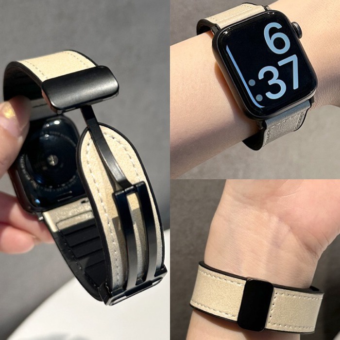 สายนาฬิกาข้อมือ หนังซิลิโคนนิ่ม หัวเข็มขัดแม่เหล็ก สําหรับ Iwatch Apple Watch iwatchs78 Generation 654SE