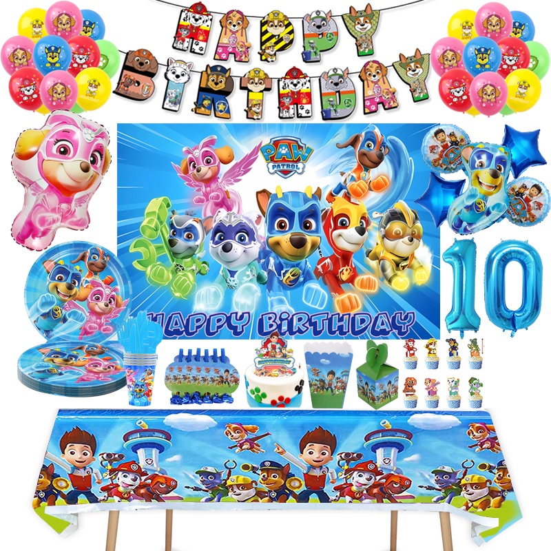 ผ้าปูโต๊ะ ลายการ์ตูนอนิเมะ Paw Patrol แบบใช้แล้วทิ้ง สําหรับตกแต่งเค้กวันเกิดเด็ก