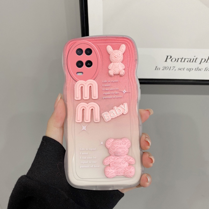 เคสโทรศัพท์มือถือ ซิลิโคนนิ่ม ลายตุ๊กตาหมี 3D สําหรับ OPPO A54 A 54 4G